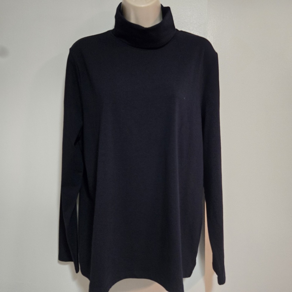 Talbots Tee Size XL Navy Turtleneck Layer Traditional Classic Preppy Minimalist